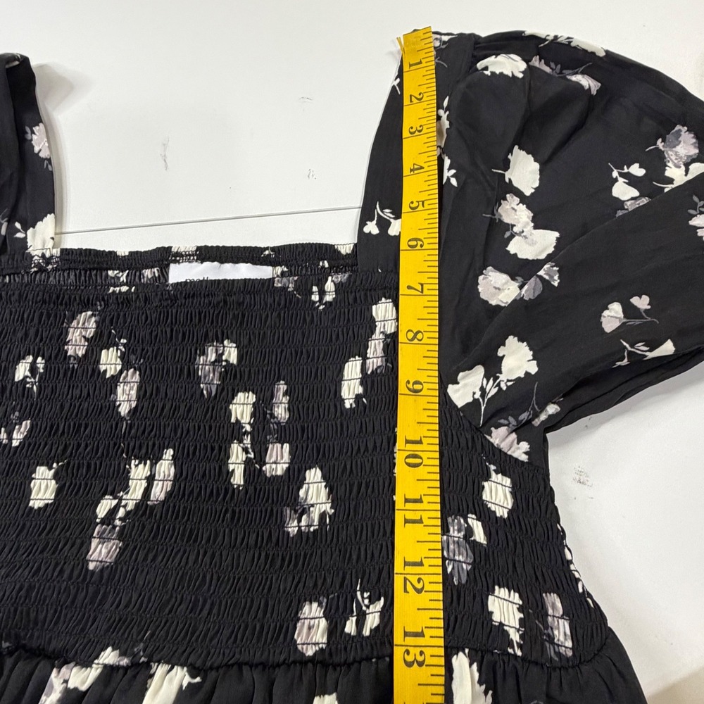 Motherhood Maternity Dress Women Medium Black Floral Smocked Square Neck Mini - Picture 10 of 13